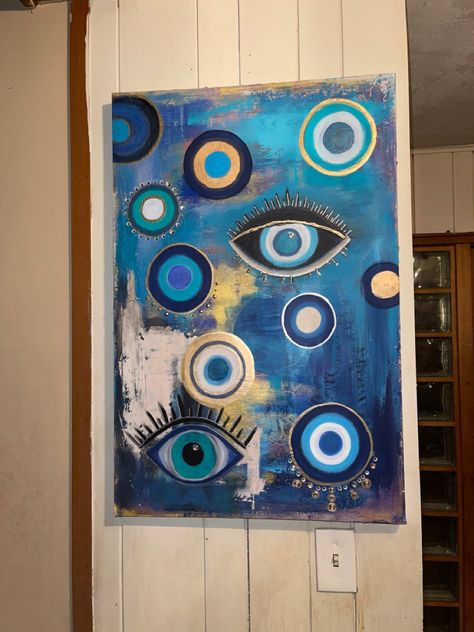 #evileyeart #acrylicpaintart #artist #texturedart Evil Eye Painting, Cactus Paintings, Evil Eye Art, Painting Shower, Abstract Art Painting Techniques, Painting Canvases, Evil Eyes, Eye Painting, Acrylic Canvas