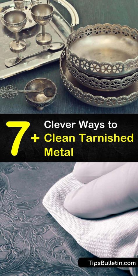 Learn how to remove tarnishing from metal surfaces using ingredients at home. Clean silver with warm water, aluminum foil, and baking soda, and remove tarnish and grime from metal with toothpaste, lemon juice, and a toothbrush. #cleaningtarnishedmetal #tarnished #metal #cleaner #metaltarnish Baking Powder For Cleaning, Cleaning Tarnished Silver, Baking Soda Benefits, Baking Powder Uses, How To Clean Silver, Diy Cleaning Solution, Tarnish Remover, Cleaning Silver Jewelry, Baking Soda Uses