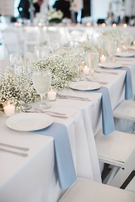 Baby Breath Wedding, Aisle Planner, Baby Blue Weddings, Something Blue Bridal, Tafel Decor, Blue Bridal Shower, Light Blue Wedding, Wedding Tablescape, Baby Breath