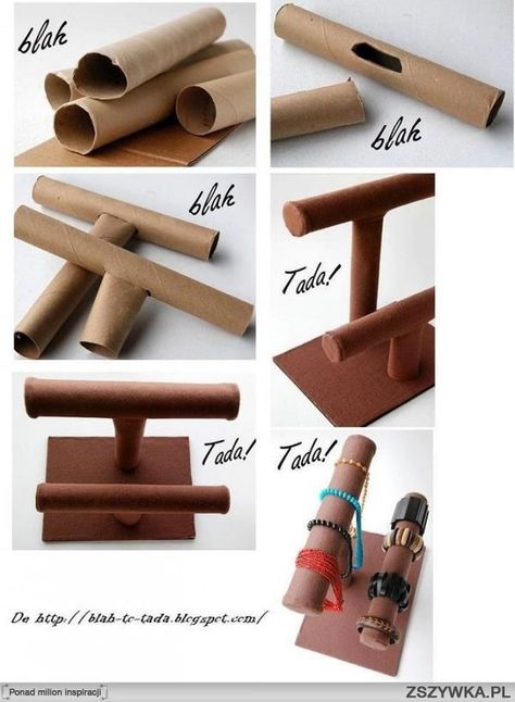 Bracelets holder #bracelet #holder #jewellery Diy Jewelry Stand, Teen Diy, Diy Jewelry Display, Toilet Paper Rolls, Craft Display, Craft Show Displays, Craft Booth, Craft Show Ideas, Cardboard Tubes