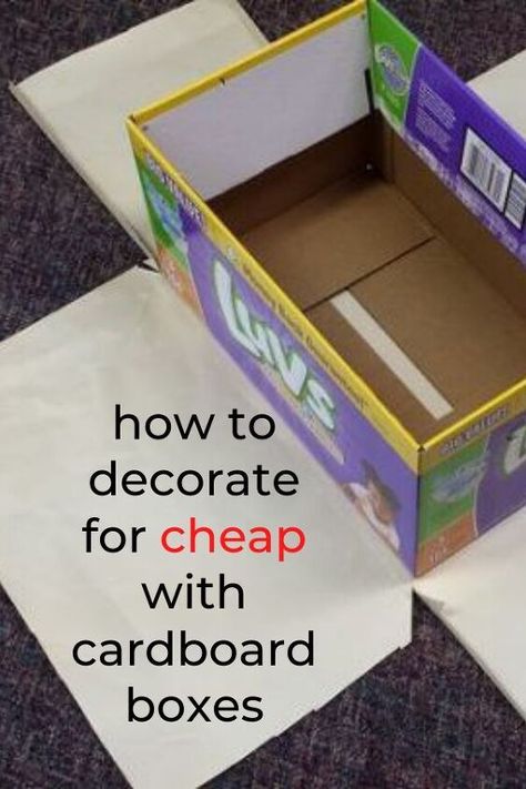 Check out these easy ideas of how to decorate for cheap with a cardboard box. Not only for storage find out things to do with a cardboard box besides kids painting project. #hometalk Cardboard Box Ideas, Cardboard Box Storage, Cardboard Box Diy, Large Cardboard Boxes, Carton Diy, Mobile Craft, Cardboard Recycling, Cardboard Storage, Cardboard Crafts Diy