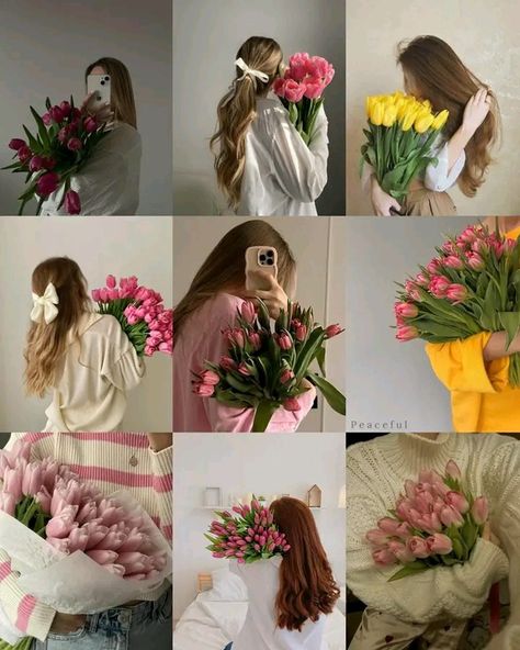 Pose With Flowers Bouquets, Photo Ideas With Flowers, Ethereal Photography, Pretty Flowers Pictures, Bouquet Photography, Flower Photoshoot, Stylish Photo Pose, Indoor Flowers, Portrait Photography Poses