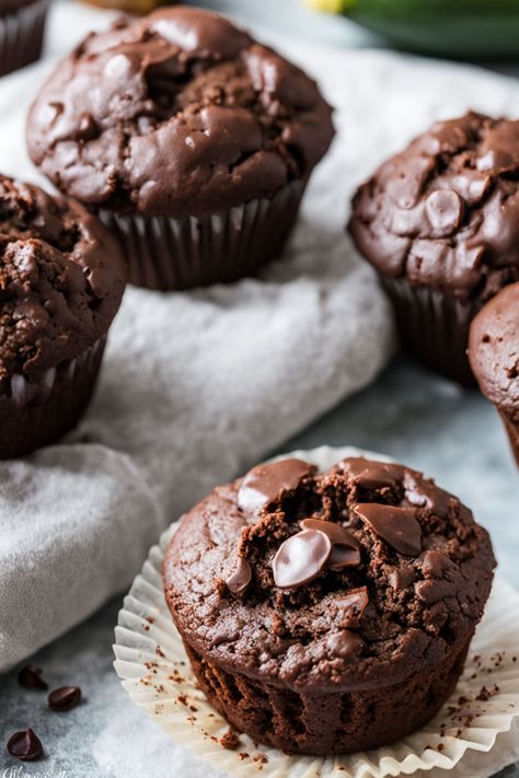 Chocolate Zucchini Muffins Recipe

Ingredients

- 1 medium zucchini, grated
- 1 cup all-purpose flour
- 1/3 cup unsweetened cocoa powder
- 1 teaspoon baking soda
- 1/2 teaspoon salt
- 1/2 cup sugar
- 1/4 cup brown sugar
- 1/2 cup vegetable oil
- 2 large eggs
- 1 teaspoon vanilla extract
- 1/2 cup chocolate chips (optional)

Instructions

- Preheat the oven to 350°F (175°C) and line a muffin tin with paper liners.
- In a large bowl, whisk together flour, cocoa powder, baking soda, and salt. In another bowl, mix sugars, oil, eggs, and vanilla until well combined. 

Full Recipe on... The Best Zucchini Muffins, Chocolate Zucchini Mini Muffins, Gf Chocolate Zucchini Muffins, Chocolate Brownie Muffins, Chocolate Carrot Muffins, Zucchini Muffins Chocolate Chip, Zucchini Muffins Chocolate, Healthy Muffins Recipes, Zucchini Muffins Recipes