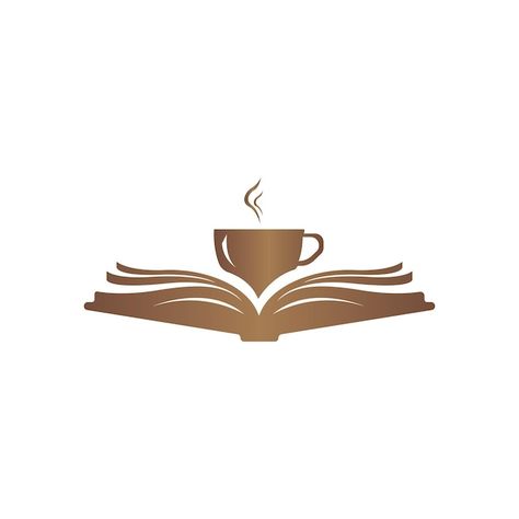 Vector coffee and books design backgroun... | Premium Vector #Freepik #vector #cafe #art-book #coffee-logo #coffee-art Book Logo Design Ideas Graphics, Coffee Logo Design Art, Cafe Logo Design Creative, Book Cafe Logo, Book Cafe Ideas, Coffee Logo Design Ideas, Book Logo Design Ideas, Coffee Illustration Design, Cafe Logo Ideas