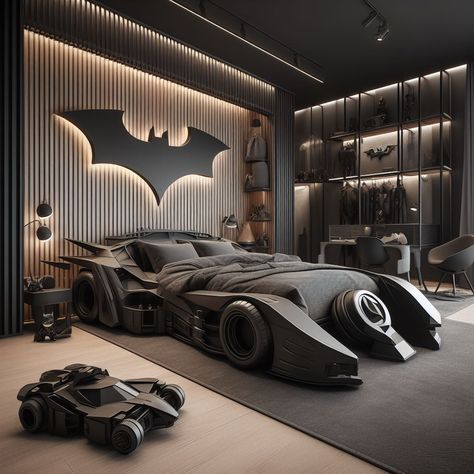 Wow.........Absolutely beautiful batmobile 😍👍❤️ Avenger Room Decor Bedroom Ideas, Spiderman Bedroom Ideas, Batman Bedroom Decor, Batman Themed Bedroom, Batman Room Decor, Batman Bed, Batman Bedroom, New York Bedroom, Batman Room