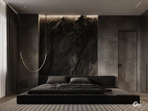 Apartment at Moscow, Russia on Behance Dark Modern Bedroom, Dark Interior Design, Master Design, Dark Modern, Dark Bedroom, Luxury Bedroom Master, Room Deco, Dark Interiors, Home Room Design