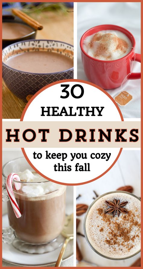 Are you looking for cozy fall drinks to keep you warm? You don’t need sugary hot chocolate! Here are 20 of the best healthy hot drinks to keep your insides cozy all season long! All are clean and refined-sugar free! You can be healthy and stay warm at the same time! Lots of coffee drinks and tea time recipes with a healthy spin! Lots of caffeine free option with these winter drinks! Cozy & healthy fall time drinks right here! Hot Drinks For Sleep, Hot Bedtime Drinks, Warm Bedtime Drinks, Healthy Hot Tea Recipes, Different Kinds Of Coffee Drinks, Cinnamon Sore Throat Tea, Best Teas To Drink At Night, Best Hot Tea Recipes, Pero Drink Recipes