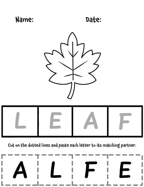 Print 10 Free Letter Matching Worksheets for Preschool!  Leaf Worksheets | Fall Worksheets for Preschool | Alphabet Activities for Preschool Leaf Curriculum Preschool, Fall Leaves Worksheets For Preschool, Fall Leaves Theme Preschool, Leaf Language Activities Preschool, Leaf Stem Activities Preschool, Language Arts For Preschool, Leaf Activities Preschool Free Printable, Leaf Math Activities Preschool, Leaves Worksheets For Preschool