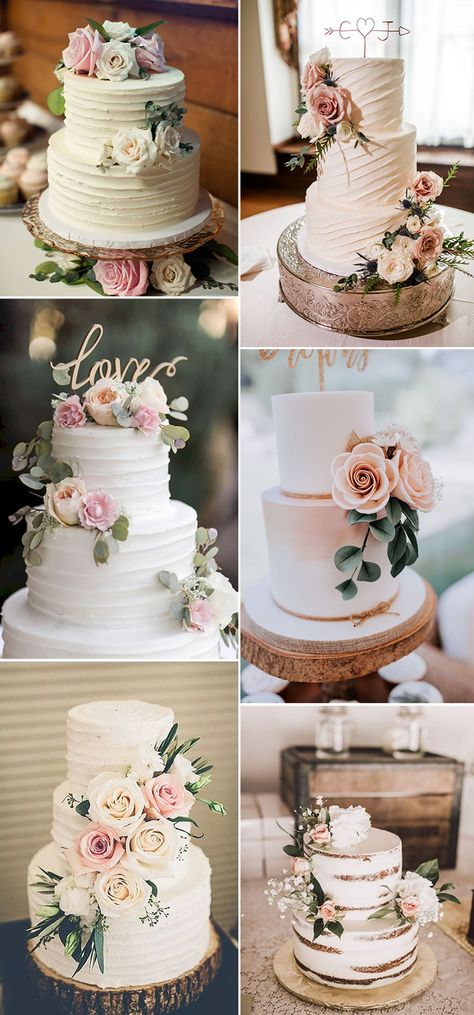 Wedding Facts, Simple Wedding Cakes, Cakes With Flowers, Wedding Cake Designs Simple, Ideas Matrimonio, Blush Wedding Cakes, Simple And Elegant Wedding, Wedding Cake Fresh Flowers, Pretty Wedding Cakes