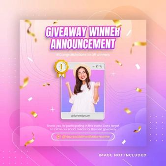 User13573699 | Freepik Winners Poster Design, Y2k Event, Giveaway Winner Announcement, Webinar Template, Contest Poster, Pubmat Ideas, Article Template, Cosmetics Advertising, Social Media Mockup