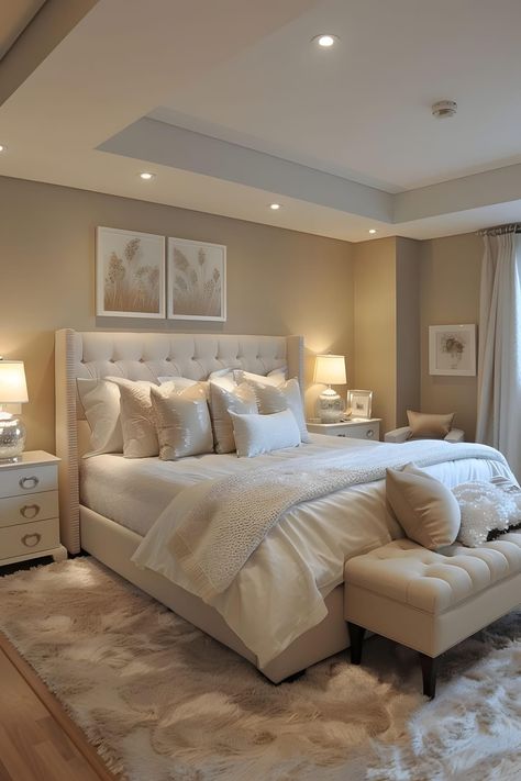 Beige Bedroom Decor, 2024 Bedroom, Bedroom Aesthetics, Luxe Bedroom, Classy Bedroom, Beige Bedroom, Bedroom Decor Cozy, Glam Room, Luxury Bedroom