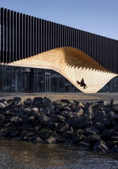 Water Playground, Wooden Facade, Facade Architecture, Natural Scenery, Aarhus, Futurism, Facade Design, Boat Building, Parkour