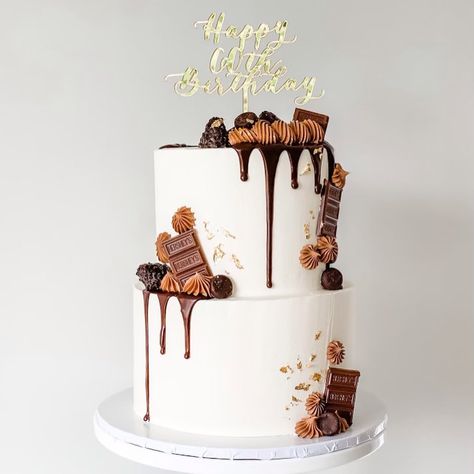 Mens Cakes Ideas, Chocolate Cake Two Tier, Simple Tiered Cake, Two Tier Cake For Men, Birthday Tier Cake, Two Tier Chocolate Cake, Aesthetic Chocolate Cake, Boys Birthday Cakes, Men Cakes