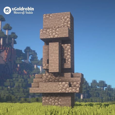 5,880 Likes, 57 Comments - Goldrobin - Minecraft Builder (@xgoldrobin) on Instagram: “Villager statue! 🗿 Follow @xgoldrobin for more Minecraft Buildings ideas & designs! 🏡…” Minecraft Building Ideas Skyblock, Minecraft Mountain House Tutorial, Minecraft Spruce Forest Builds, Minecraft Ancient City Builds, Market Minecraft Ideas, Minecraft Villager Market, Tent Minecraft, Minecraft Gazebo Ideas, Villager Statue