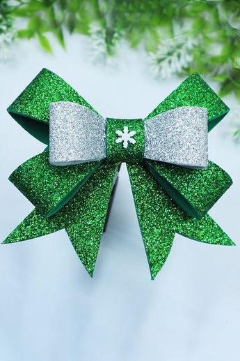 Beautiful Christmas Bow. DIY handmade bow making tutorial. Handmade crafts idea. DIY Glitter Foam Bow Making Step by Step | Glitter Foam Sheet Crafts Idea. #Bow #Christmas #DIY Easy Christmas Bow, Glitter Paper Crafts, Foam Christmas Ornaments, Bow Making Tutorials, Umbrella Craft, Foam Sheet Crafts, Hanging Craft Ideas, Hanging Craft, Diy Glitter