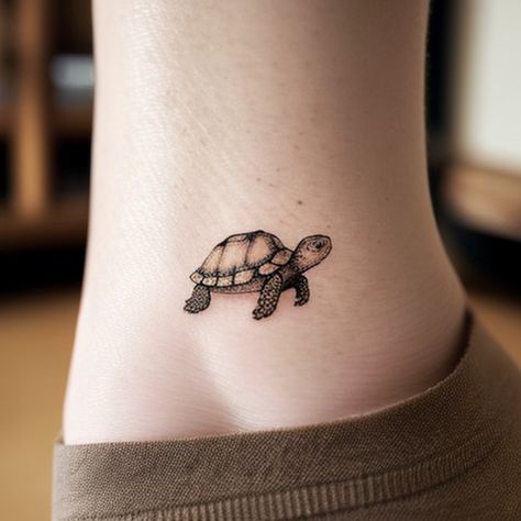 86 Small Turtle Tattoo Ideas - TattooClue.com Sea Turtle Tattoo On Thigh, Meaningful Turtle Tattoos, Tortoise Tattoo Minimalist, Turtle Tattoo Colorful, Wrist Turtle Tattoo, Earth Turtle Tattoo, Turtle Tattoo Designs Simple, Simple Tortoise Tattoo, Turtle Finger Tattoo