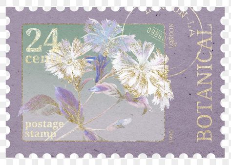 Aesthetic Flower Png, Stamp Mockup, Aesthetic Illustration, Postage Stamp Design, Sticker Aesthetic, Lavender Aesthetic, Png Aesthetic, Envelope Stamp, Aesthetic Flower