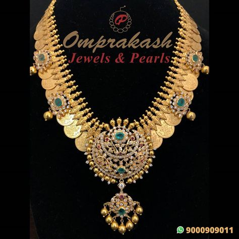 Kasulaperu Jewellery, Kasu Mala, Bridal Necklace Designs, Antique Necklaces Design, Fancy Jewelry Necklace, Bridal Jewelry Vintage, Diamond Wedding Jewelry, Gold Jewelry Simple Necklace, Beautiful Gold Necklaces