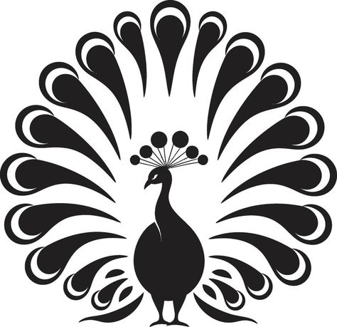 Elegance in Black Vector Peacock Logo Onyx Plumage Black Peacock Emblem Peacock Vector, Peacock Logo, Black Peacock, Ganpati Decoration Design, Lippan Art, Urban Decor, Peacock Art, 12 December, Stencil Patterns