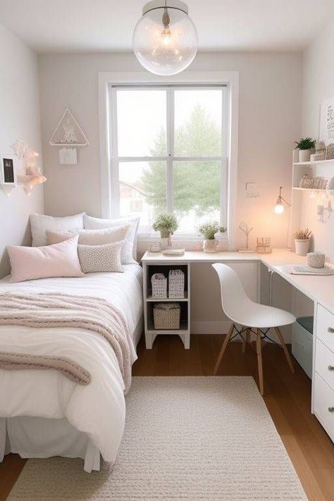 Small Dorm Room, Small Room Makeover, Small Dorm, Bedroom Ideas For Small Rooms Cozy, Dorm Room Inspiration, Room Redesign, Redecorate Bedroom, Cozy Room Decor, Room Design Bedroom