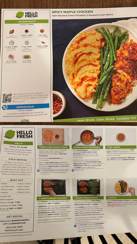 Hello Fresh Spicy Maple Chicken, Spicy Maple Chicken, Hello Fresh Recipes Cards, Hello Fresh Menu, Hello Fresh Dinners, Fresh Dinners, Seasoned Sour Cream, Recipes Cards, Maple Chicken