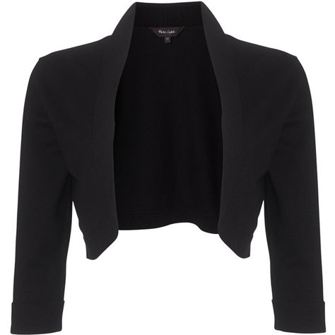 Phase Eight Shawl Collar Bolero, Black (£40) ❤ liked on Polyvore featuring outerwear, jackets, bolero, cardigans, coats, open front jacket, cropped bolero jacket, shawl collar jacket, black bolero jacket and 3/4 sleeve jacket Black Bolero Jacket, Three Quarter Sleeve Blazer, Bolero Blazer, Bolero Black, Black Bolero, Black Cropped Jacket, Shawl Collar Jacket, Shawl Collar Blazer, Fashion Decades