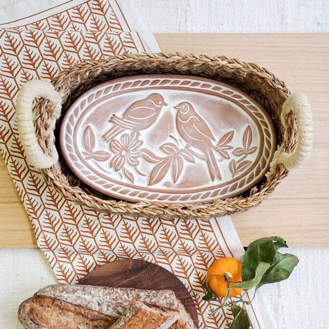 Gift Bread, Terracotta Plate, Bread Warmer, Screen Print Tea Towels, Handmade Bread, Oval Basket, Handmade Wedding Gifts, Printed Tea Towel, Personalized Anniversary Gifts