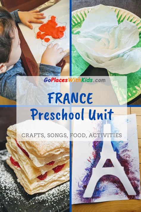 Crafts and activities to learn about France with your preschooler! England Preschool Activities, France Preschool, French Preschool Activities, France For Kids, Playing Preschool, Curriculum Themes, Around The World Crafts For Kids, Christmas In France, France Craft