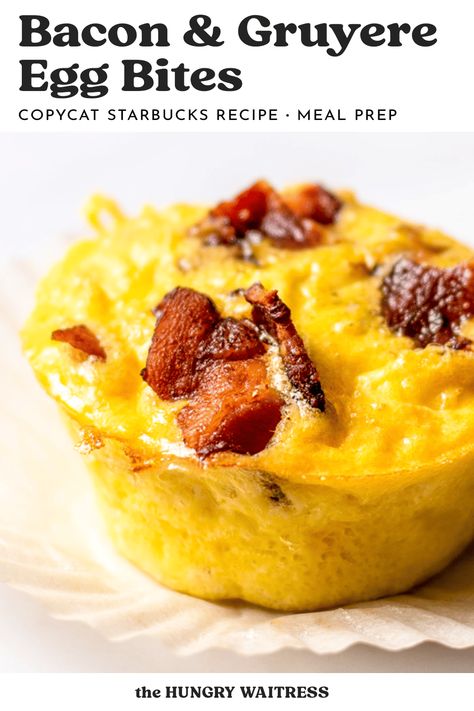 This is such a great egg bite recipe to have on hand. It's a copycat Starbucks bacon egg cup recipe with cottage cheese mixed in and baked in a muffin tin in the oven. They make a great meal prep breakfast recipe. These bacon and gruyere egg bites will become your next family staple! #Eggbites #EggCups #MealPrep #BreakfastRecipe #StarbucksEggBite #EggBitesMuffinTin #BaconEggMuffinCups Bacon And Gruyere Egg Bites, Gruyere Egg Bites, Recipe With Cottage Cheese, Starbucks Egg Bites Recipe, Bacon Egg Cups, Bacon Egg Muffins, Egg Cups Recipe, Bacon Muffins, Cottage Cheese Eggs