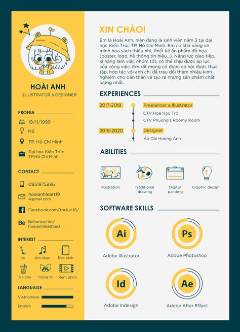 Marketing Cv Template, Art Resume Design, Fun Resume Design, Illustrator Resume Design, Resume Ideas Creative, Cv Inspo Design, Cv Design Graphic Designer, Graphic Design Resumes, Cv Ideas Design