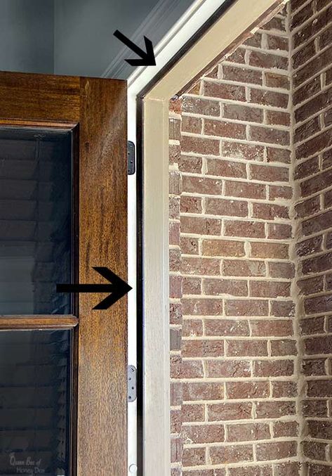 Instructions and tips for installing and replacing weather stripping on your door. #improvement #weatherproofing #doors #repairs #renovations #renos How To Replace Door Weather Strip, Drafty Doors Solutions, Front Door Weather Stripping, Exterior Door Repair, Door Weather Stripping Diy, Weatherstripping Door Diy, Weather Stripping Doors Diy, Weather Stripping Doors, Weatherproofing Doors