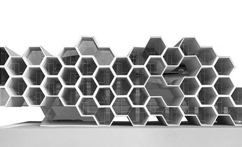 Beehive Dorm | OPEN Architecture | Elevation Hive Architecture, Open Architecture, Architecture Elevation, Parametric Design, Hexagon Design, Building Systems, Facade Architecture, Open Design, Display Design