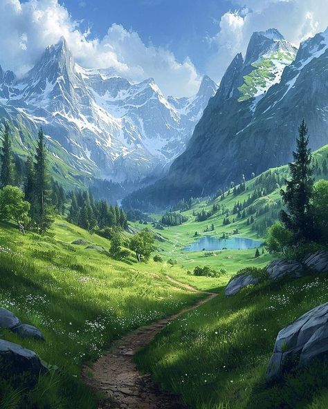 Fantasy Mountains Art, Dragon Landscape Art, Fantasy Mountain Art, Fantasy Art Mountain, Fantasy Mountain Range, Mountain Fantasy Art, Fantasy Mountain Landscape, Nature Kingdom, Landscape Fantasy Art