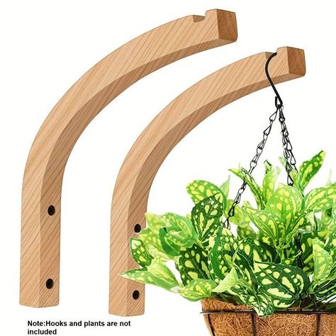 Wooden Wall Mounted Plant Hanger Indoor Plants Stylish Hooks - Temu United Kingdom Hanging Plant Hooks, Plant Hanger Wall, Planters For Indoor Plants, Plant Bracket, Indoor Plant Hangers, Hanging Basket Brackets, Wood Hooks, Wall Plant Hanger, Pretty Houses