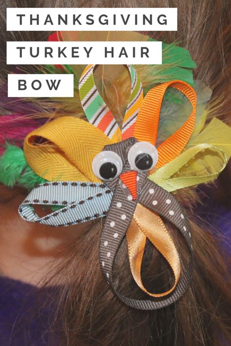 Turkey Hair Bow, Turkey Bow, Thanksgiving Hair Bows, Thanksgiving Crafts For Toddlers, Diy Turkey, Thanksgiving Hair, Curly Hair Accessories, Arts And Crafts For Adults, Halloween Hair Bows