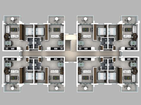 1 Bedroom Apartment Floor Plan Modern, Studio Apartment Building Design, Residential Apartment Architecture Plan, 10 Apartment Building Plan, 2 Bedroom Plans Apartment, 8 Apartments Building Plan, Apartment Layout Exterior, Studio Apartment Plans Layout, Modern Apartment Floor Plans