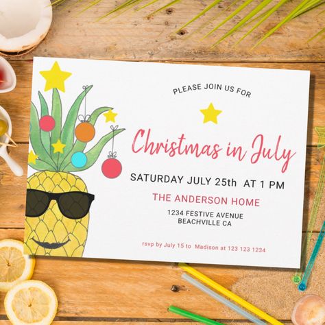 Beach Christmas Party, Christmas In July Party, Pineapple Christmas, Budget Christmas, Christmas Summer, Summer Pineapple, Island Party, Yellow Pineapple, Pineapple Party