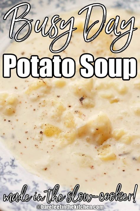 Slow Cooker {Busy Day} Potato Soup Cream Of Potato Soup Recipes Easy, Potato Soup Crockpot Recipes, Potato Soup Crock Pot Easy, Slow Cooker Potato, Homemade Potato Soup, Best Potato Soup, Slow Cooker Potato Soup, Slow Cooker Potatoes, Cream Of Potato Soup