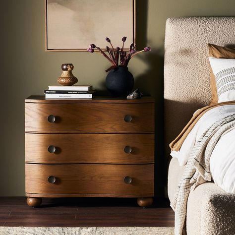 Brevoort Nightstand (32") West Elm Nightstand, Three Drawer Nightstand, Style Nightstand, Oak Nightstand, European Antiques, Modern Nightstand, Wood Nightstand, Four Hands, Outdoor Dining Furniture