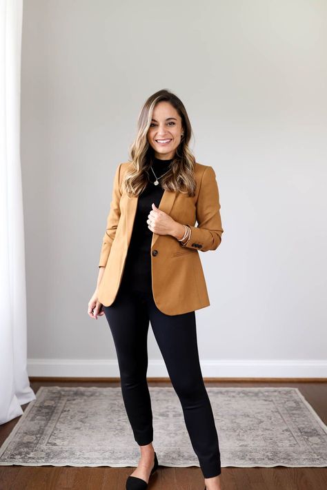 Camel Blazer Outfits Women, Tan Blazer Outfits, Camel Blazer Outfit, Blazer Outfits Women, Camel Outfit, Camel Blazer, Blazer Outfits Casual, Fall Outerwear, Blazer Outfits For Women