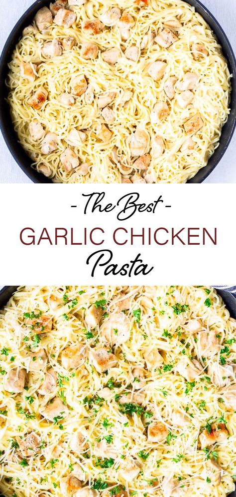 Pesto Chicken Pasta Recipes, Chicken Pasta Creamy, Garlic Chicken Pasta, Pasta Creamy, Chicken Pesto Recipes, Can Chicken Recipes, Pan Recipe, Chicken Pasta Bake, Cajun Chicken Pasta