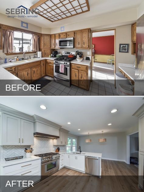 Old Home Kitchen Renovation, Kitchen Remodel Into Dining Room, Old Kitchen Renovation Before After, Open Kitchen Remodel Before And After, Small Kitchen Remodel Before And After Layout Design, Kitchen Remodel Expansion, Kitchen With Appliances All On One Wall, Kitchen Demo Before And After, Out Dated Kitchen