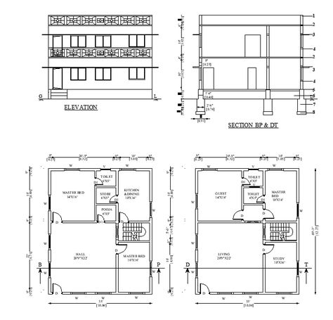 33'X40' 2BHK G+1 House plan layout is given in this AutoCAD DWG file.Download the AutoCAD Drawing file. - Cadbull Floor Plan Elevation Drawing, Plan Elevation Section Of House Autocad, G+1 House Plan, Civil Plan Drawing, Elevation Plan Architecture, One Bhk Plan, Simple Elevation Designs For House G+1, 1 Bhk Plan Layout, Autocad Drawing Floor Plans