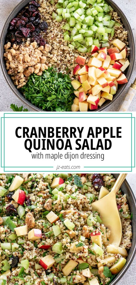 Easy Quinoa Apple Salad (Ready in 15 minutes!) Low Carb Gluten Free Vegetarian Recipes, Low Cholesterol Sides, Not Boring Salads, Anti Inflammation Diet Recipes Lunch, Low Cholesterol Salads, Anti Inflammation Salad, Salad Recipes Dairy Free, Quinoa Apple Salad, Apple Quinoa Salad