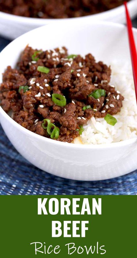 Beef Rice Bowls, Beef Bulgogi Recipe, Beef Bowl Recipe, Korean Beef Bulgogi, Korean Beef Recipes, Korean Ground Beef, Korean Beef Bowl, Bulgogi Recipe, Ground Beef Recipe