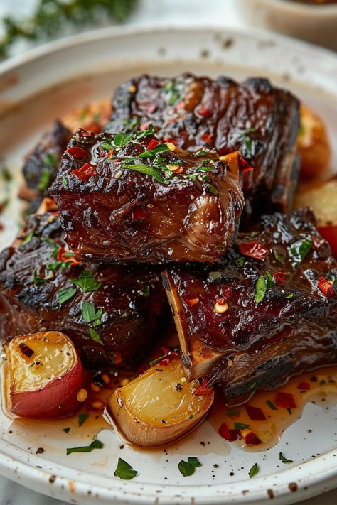 Our Gluten-Free Wine-Braised Short Ribs recipe is a testament to the delicious possibilities within the Whole Health Flexi-Plan diet. This dish marries the succulence of beef ribs with the richness of red wine and the freshness of aromatic herbs, all while staying true to gluten-free guidelines. It's not just a meal; it's a celebration of flavors that nourishes both body and soul. Gluten Free Meat Recipes, Gluten Free Roast Beef, Pasta With Short Ribs, Gluten Free Soul Food, Gourmet Healthy Recipes, Beef Lunch Recipes, Christmas Dinner Meat Main Dishes, Gluten Free Ribs, Beef Recipes Gluten Free