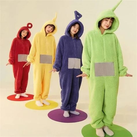 Adult Kids Teletubbies Costumes Soft Long Sleeves Piece Pajamas Costume Lala Home Clothes Cosplay Adult Unisex Party Wear - AliExpress Pyjamas Onesie, Teletubbies Costume, Adult Onesie Pajamas, Pajama Costume, Funny Pajamas, Onesie Costumes, Adult Pajamas, Onesie Pajamas, Funny Costumes