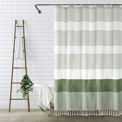 Transform your bathroom into a serene oasis with the Awellife Boho Sage Green Shower Curtain. This stunning shower curtain combines a captivating boho design with a calming sage green color, creating a tranquil and stylish atmosphere in your bathroom. Sage Green Shower Curtain, Tassel Shower Curtain, Navy Blue Shower Curtain, Black And White Shower Curtain, Green Shower Curtain, Elegant Shower Curtains, Blue Shower Curtain, Farmhouse Shower Curtain, Cloth Shower Curtain