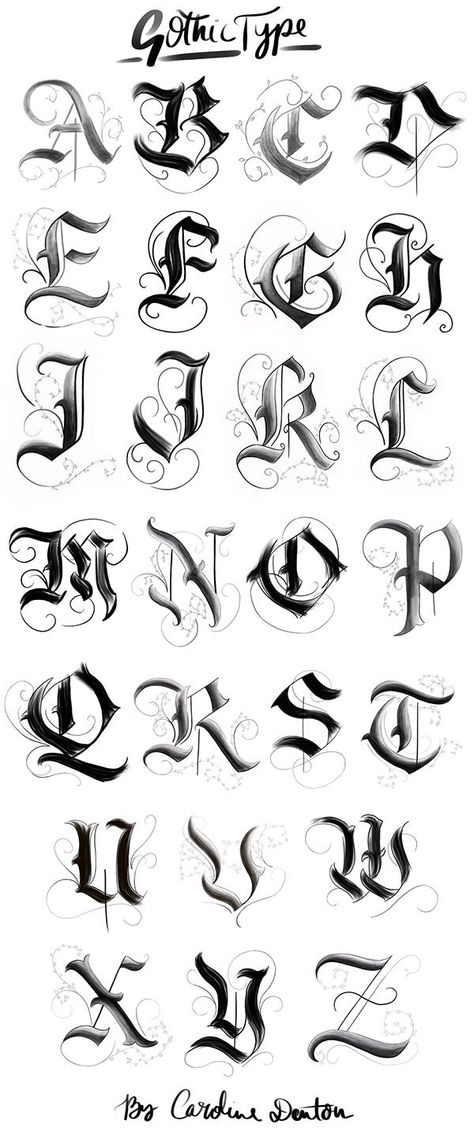 Gothic Alphabet on Behance Tato Geisha, Easy Calligraphy, Old English Alphabet, Alphabet Calligraphy, Gothic Calligraphy, Fonts Style, Tattoo Lettering Alphabet, Alphabet Graffiti, Gothic Alphabet