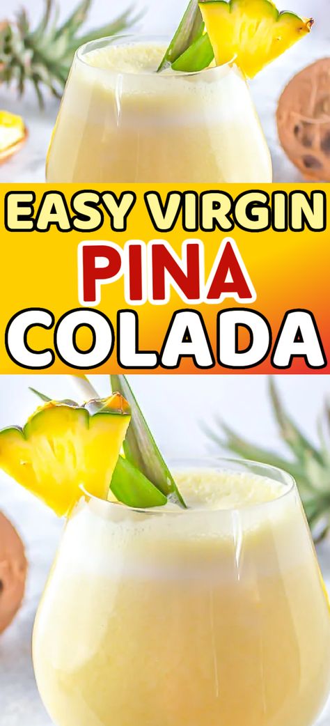 It's time for a simple, 3 ingredient piña colada mocktail recipe. This is delicious and so easy to make at home. Mocktail Pina Colada Recipe, Nonalcoholic Pina Colada Recipe, Easy Virgin Pina Colada Recipe, Hawaiian Drinks Non Alcoholic Luau Party, Homemade Pina Colada Recipe Virgin, Summer Cocktails Non Alcoholic, Virgin Pina Colada Recipe Non Alcoholic, How To Make Pina Colada, Simple Pina Colada Recipe